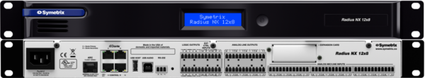 Symetrix Radius NX 12x8 – Dante-DSP-prosessori, USB-B