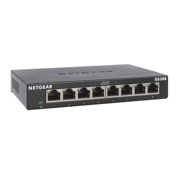 NETGEAR GS308 – 8-porttinen hallitsematon kytkin, metallikotelo
