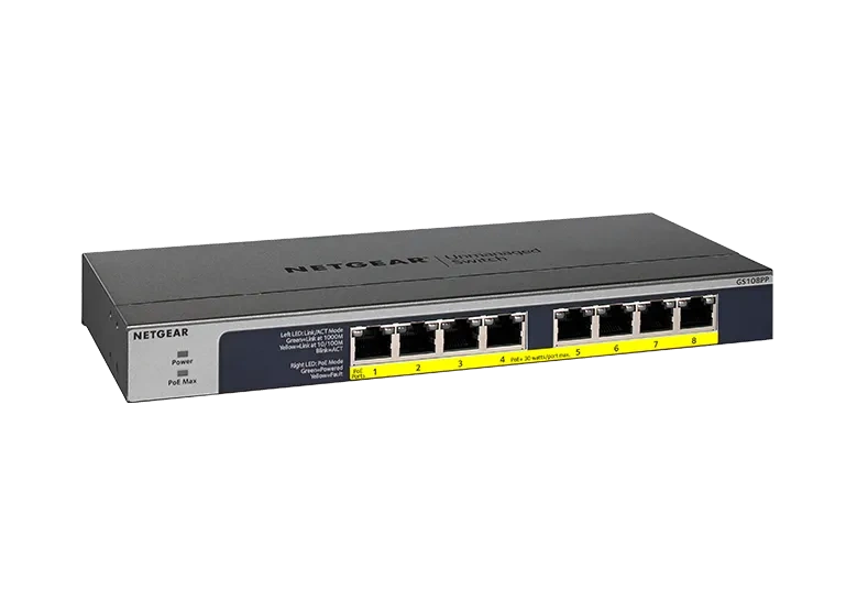 NETGEAR GS108PP – 8-porttinen PoE+-kytkin, FlexPoE 123 W