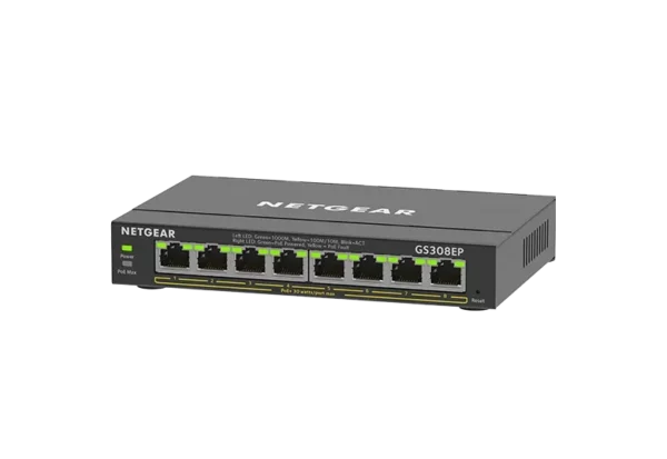NETGEAR GS308EP – 8-porttinen kevythallittava PoE+-kytkin, 62 W