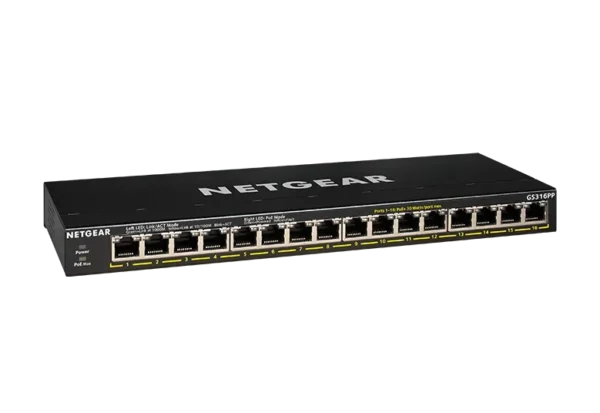 NETGEAR GS316PP – 16-porttinen hallitsematon PoE+-kytkin, 183 W