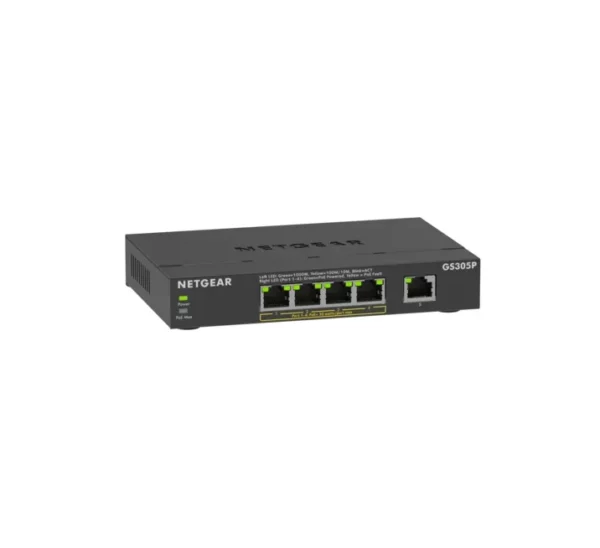 NETGEAR GS305P – 5-porttinen hallitsematon PoE+-kytkin, 63 W