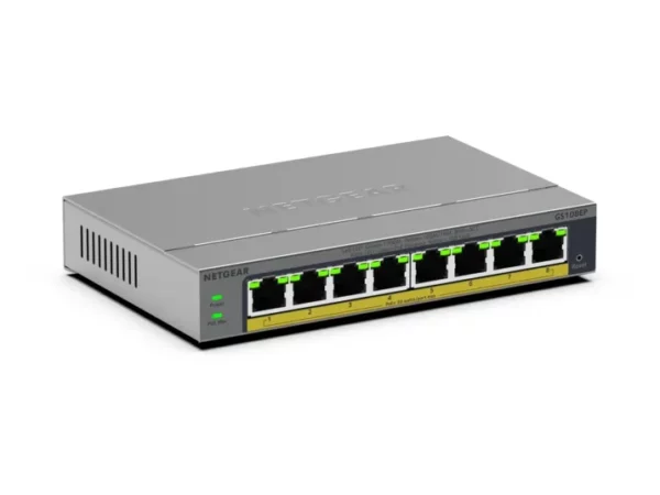 NETGEAR GS108EP – 8-porttinen Easy Smart PoE+-kytkin, 62 W