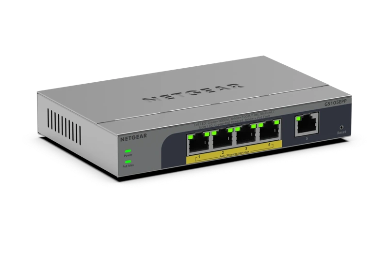 NETGEAR GS105EPP – 5-porttinen Easy Smart PoE+-kytkin, 120 W