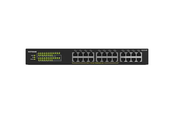 NETGEAR GS324P – 24-porttinen hallitsematon PoE+-kytkin, 190 W