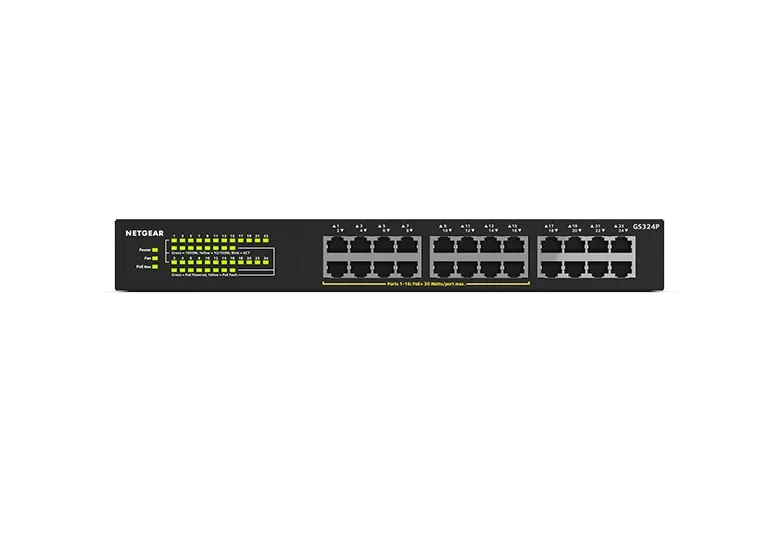 NETGEAR GS324P – 24-porttinen hallitsematon PoE+-kytkin, 190 W