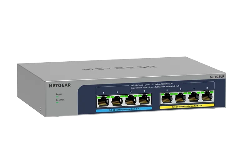 NETGEAR MS108UP – 8-porttinen hallitsematon 2,5G PoE++-kytkin