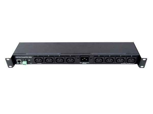 NETIO PowerPDU 8QS – älykäs 1U-PDU, 8 × C13, Europlug-johto