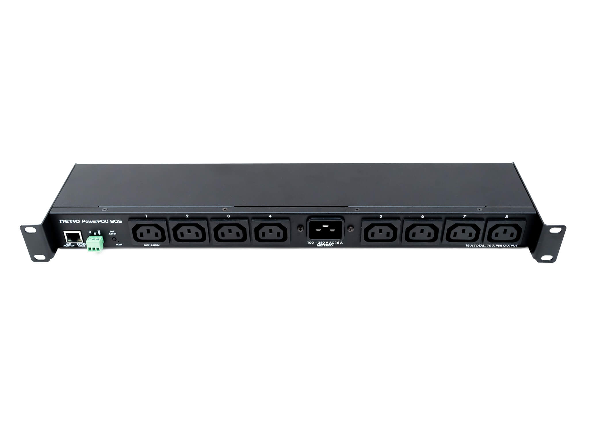 NETIO PowerPDU 8QS – älykäs 1U-PDU, 8 × C13, Europlug-johto