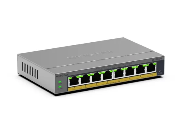 NETGEAR GS108EPP – 8-porttinen Easy Smart PoE+-kytkin, 123 W