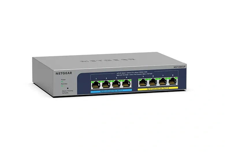 NETGEAR MS108EUP – 8-porttinen 2,5G Easy Smart PoE++-kytkin